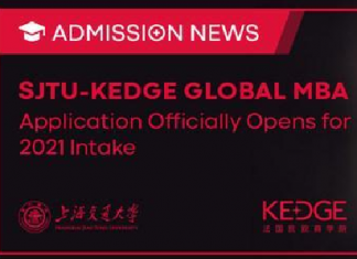 上海交通大学-法国凯致商学院Global MBA 2021级招生全面启动