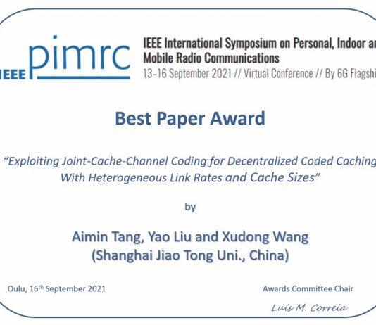 上海交通大学密西根学院研究团队获IEEE PIMRC 2021最佳论文奖
