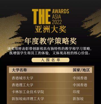 宁波诺丁汉大学入围泰晤士高等教育亚洲大奖“年度教学策略奖”
