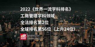 法国凯致商学院的工商管理学科在软科发布2022年世界一流学科排名稳居全法第二
