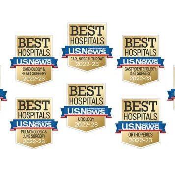 2023年《美国新闻与世界报道》中美国南加州大学Keck医学中心8个专科名列前茅