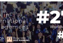 ESCP在2023年《金融时报》全球MBA排行榜中位列第27