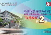 岭南大学荣获「2023年泰晤士高等教育大学影响力排名」「优质教育」第二名