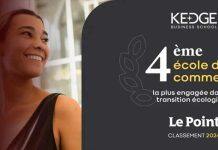 法国凯致商学院在Le Point观点报发布2024最致力于生态转型的商学院排名中荣登第4位