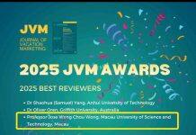 澳门科技大学酒旅学院黄颖祚助理院长荣获 2025年Journal of Vacation Marketing最佳审查人奖